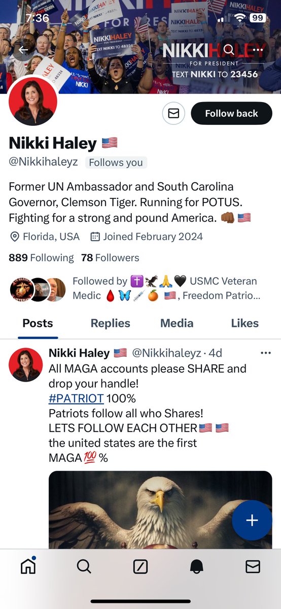 So… Elon followed me three times on Sunday, twice yesterday and Nikki Haley this morning… That’s it, I’m out for the day. I don’t think I could do any better than I’m doing right now.