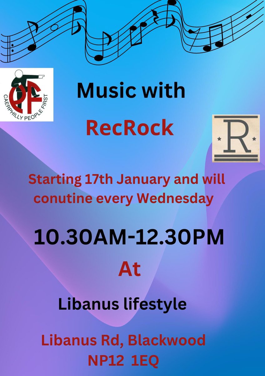 Get your tunes and dancing shoes ready for tomorrow's session ( Wednesday 8th May) at Libanus Lifestyle - Wales CIC

#humanrights
#MusicLovers
#caerphillypeoplefirst
#selfadvocacy
#learningdisabilties