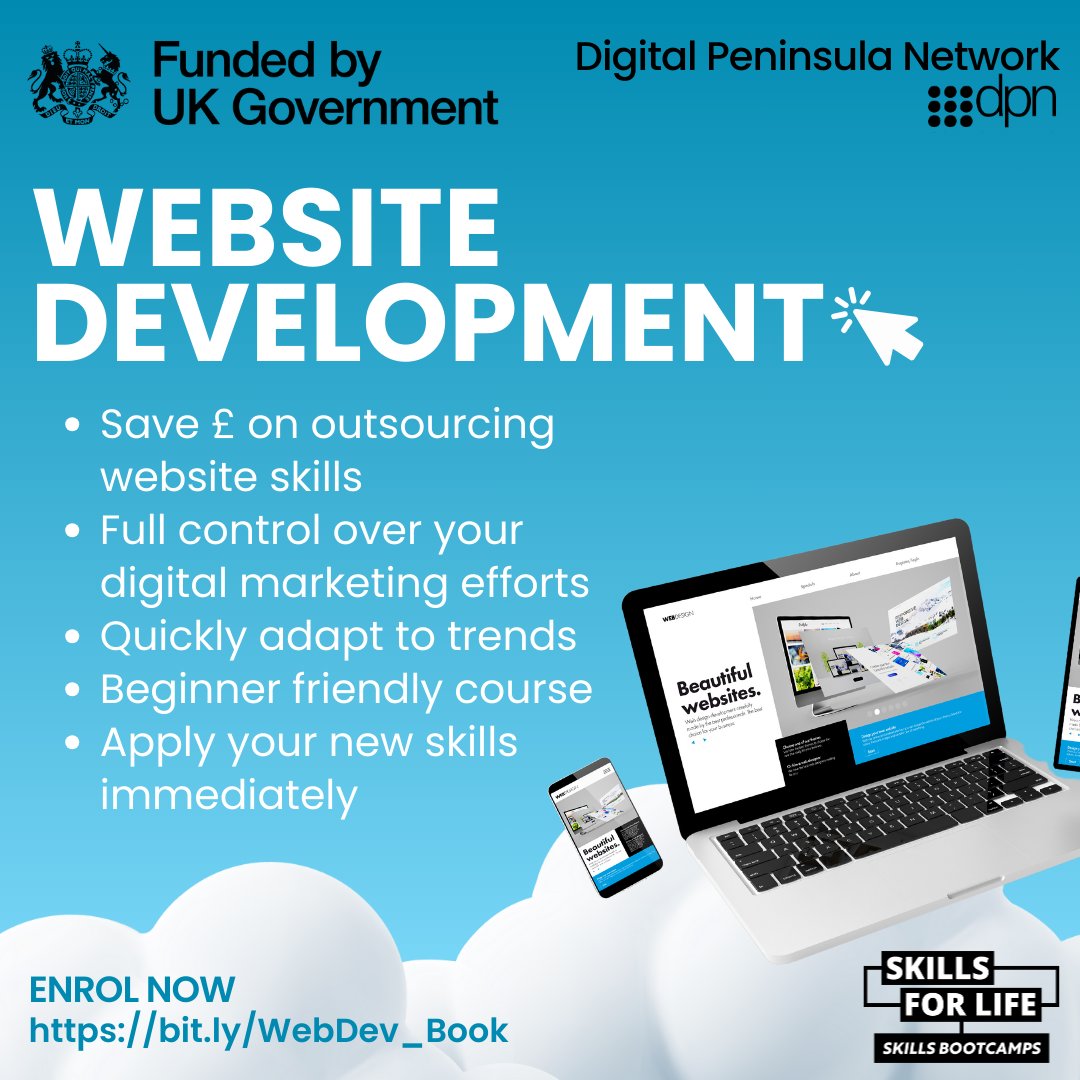 Level Up Your Web Skills! 🎯

Want to create eye-catching websites? Our Website Development Course covers everything from layout design to interactive features. 🎨

Secure your spot today! 💡
bit.ly/WebDev_Book

#SkillsBootcamps #SkillsForLife #Devon #Cornwall
