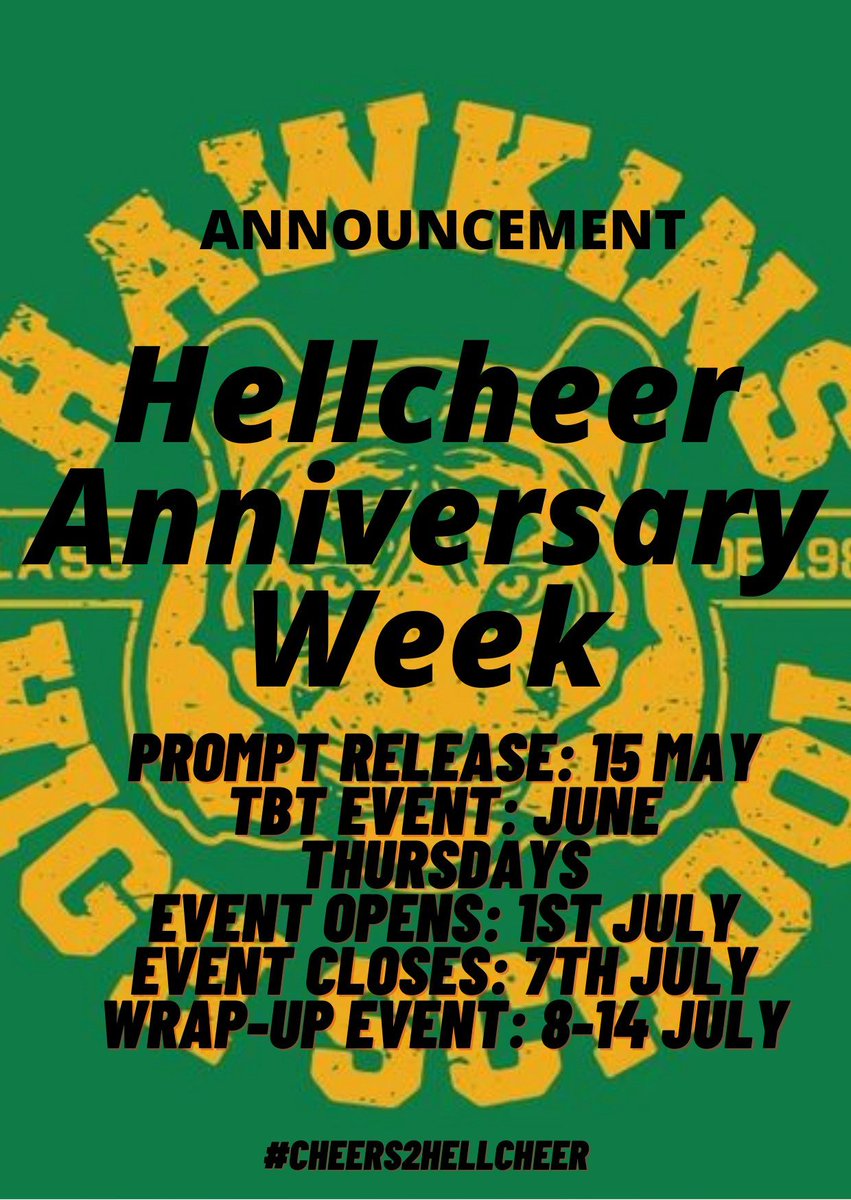 Hey Gang! It's almost time!

Follow here and/or Tumblr to keep up to date on the event!

#Hellcheer #Eddissy #Munningham #EddieMunson #ChrissyCunningham #cheers2hellcheer