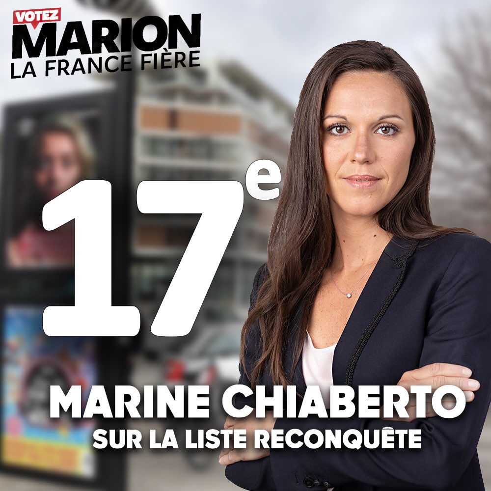 📢 C’est avec grande joie que je vous annonce faire partie de la liste de #Reconquête aux élections européennes !

Merci @MarionMarechal et @ZemmourEric pour leur confiance qui m’honore.

Fière d’être membre d’une équipe de si grande qualité ! 🚀

Le 9 juin, #VotezMarion ! 🇫🇷🌿