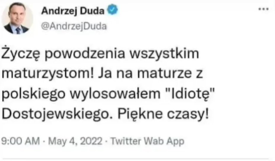 Kolejny dowód na to jak wielki wpływ na młodego człowieka ma matura.