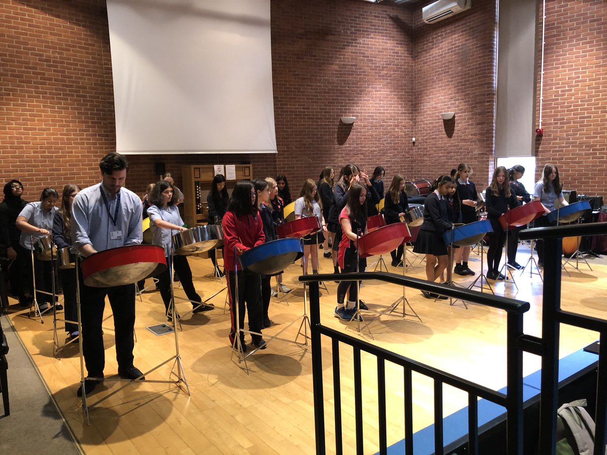 Year 8s enjoyed a lively steel band workshop with @SteelPanTrust for today's music curriculum day. #musiccurriculum #musiclessons