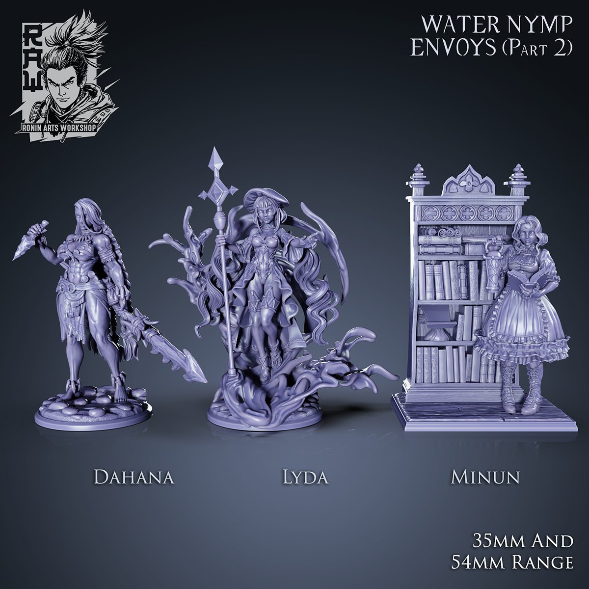 Dahana the Hunter, Lyda the Conjurer and Minun the Scholar form our new #Mermay package!  
Three more mermaids in their true and shapeshifted humanoid form! 
Who is your favorite 😉? 
#3dprinting #warmongers #3dprint #フィギュア #DnD #TRPG