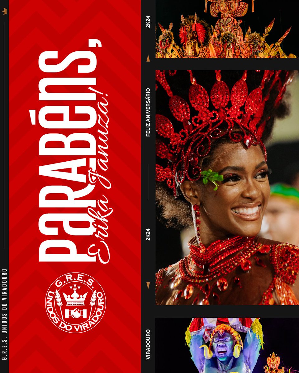 Unidos do Viradouro (@gresuviradouro) on Twitter photo Hoje é dia de festa para a querida <a href="/erikajanuza/">Erika Januza</a>, rainha da Furacão Vermelho e Branco! ✨👸🏾
A Família Viradouro te deseja muita paz, saúde e sucesso neste ciclo que se inicia!
Feliz aniversário! 🎉 Hoje é dia de festa para a querida <a href="/erikajanuza/">Erika Januza</a>, rainha da Furacão Vermelho e Branco! ✨👸🏾
A Família Viradouro te deseja muita paz, saúde e sucesso neste ciclo que se inicia!
Feliz aniversário! 🎉