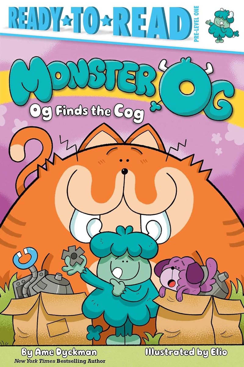 YIPPEE! 🎉! 🎂HAPPY #BOOKBIRTHDAY🎂 to our: MONSTER OG #2: ⚙️OG FINDS THE COG⚙️ Text by me! Art by @eliopictures! Simon Spotlight/@SimonKIDS! Og & Mog are building a 🤖! But when Dog drops their last ⚙️ in the bog, HOW WILL THEY FINISH IT? 😅! Kindness, #STEM, FUN! #kidlit
