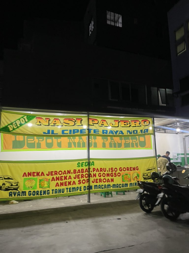 txtdrjkt's tweet photo. Jakarta Plate to Go: Makan malem GURIHHH edition

📍Depot Nasi Pajero, Cipete Raya

satu satunya Pajero yg ga bikin gue kesel🤭 https://t.co/HmHxzcnjUf