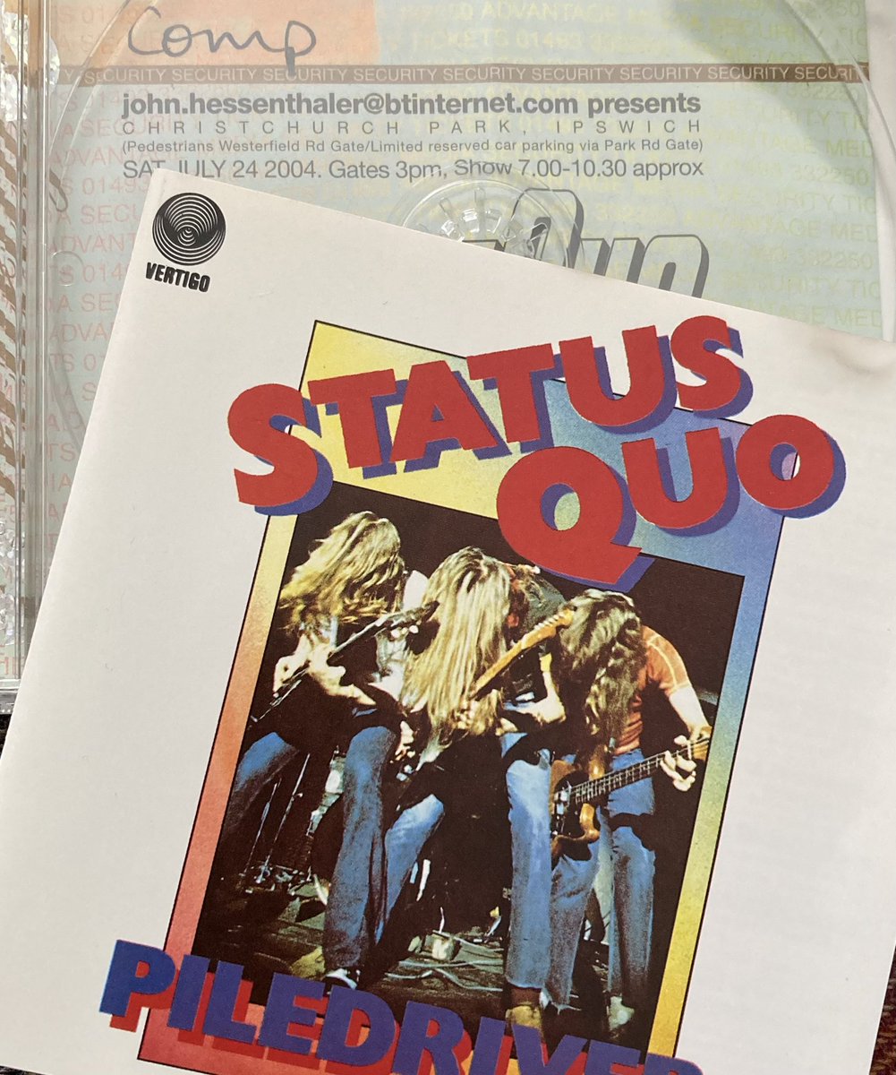 TRextasyBand's tweet photo. Listening to one of my fave good times albums by Status Quo - โPiledriverโ from 1972. A great rock-a-boogie album. I still have my original vinyl copy, but itโs the CD Iโm playing. #statusquo #franticfour #francisrossi #rickparfitt #alanlancaster @JohnCoghlansQuo #1970s https://t.co/RRreauoLEk