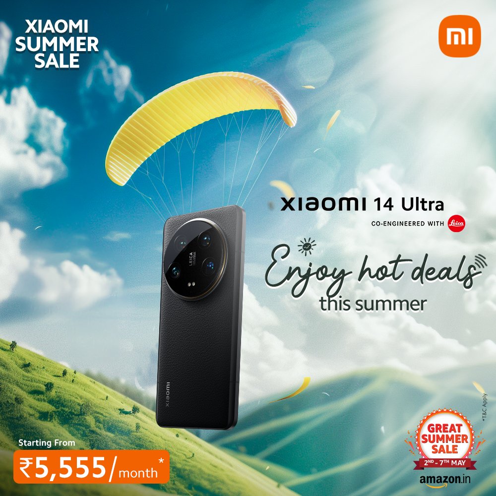 Your summer just got a whole lot brighter! 

Get the #Xiaomi14Ultra at a price that will make you smile.
Shop now at @amazonIN: bit.ly/4a4kVZS

#XiaomiSummerSale