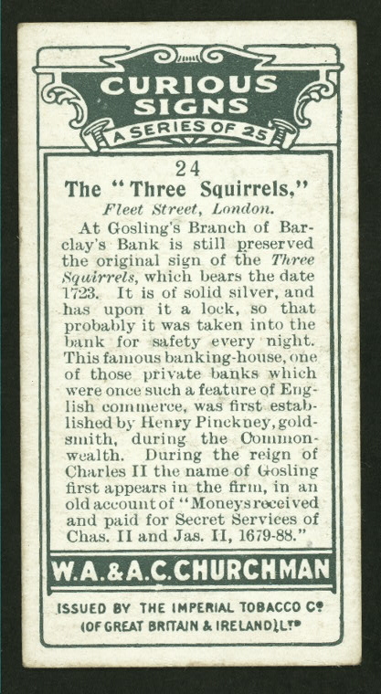 The three squirrels.
Curious signs : A series of 25 (Churchman's Cigarettes)
#Signs #Vintage #CigaretteCards 
observationdeck2.blogspot.com/2024/05/the-th…