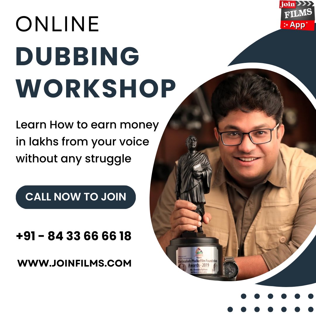 🎙️ Ready to kickstart your dubbing career? Join our Online Dubbing Workshop starting from 21st May'2024! 🌟 Learn the basics of dubbing in a fun and interactive environment. 🎬 Don't miss this opportunity to explore the world of voice acting! Enroll now and let your voice be