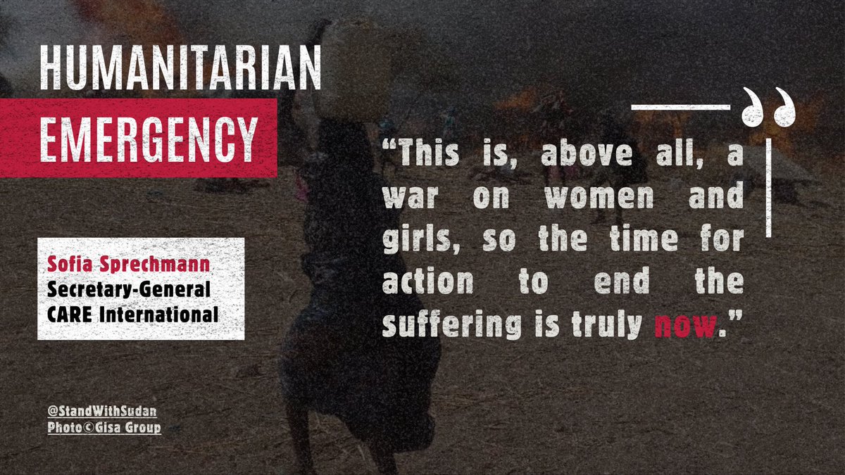 'The conflict in Sudan is 𝐚 𝐰𝐚𝐫 𝐨𝐧 𝐰𝐨𝐦𝐞𝐧 𝐚𝐧𝐝 𝐠𝐢𝐫𝐥𝐬. In the hunger crisis, they eat least and last, and are too often subjected to sexual violence. We stand with Sudanese women. #StandWithSudan' ⚡️Read Sudanese Women Statement: 👇 drive.google.com/file/d/1LVx9t2…