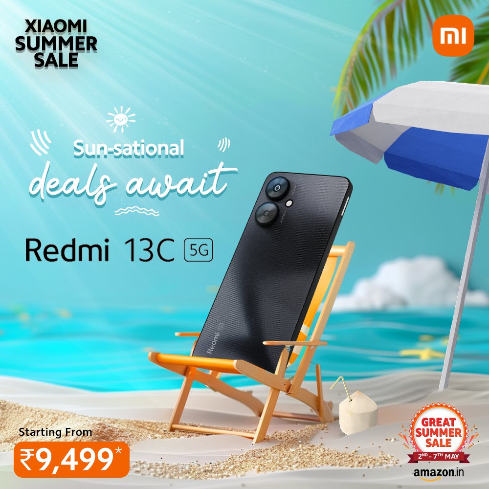 Get ready to turn up the heat this summer with the #Redmi13C 5G! Don't miss out on this scorching deal, available during our #XiaomiSummerSale. Shop at @amazonIN: bit.ly/3vML0OV