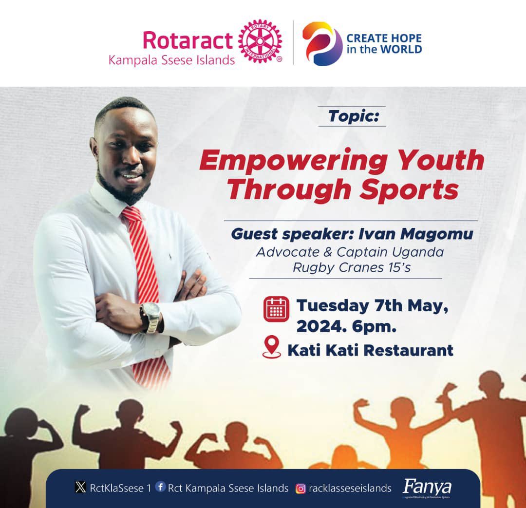 Today evening our club captain (@ivan_magomu ) will join Rotaract Kampala Ssese islands (@RctKlaSsese1 ) as a guest speaker to talk about empowering youth through sports. Details below. #StanbicPirates #PiratesStrong
