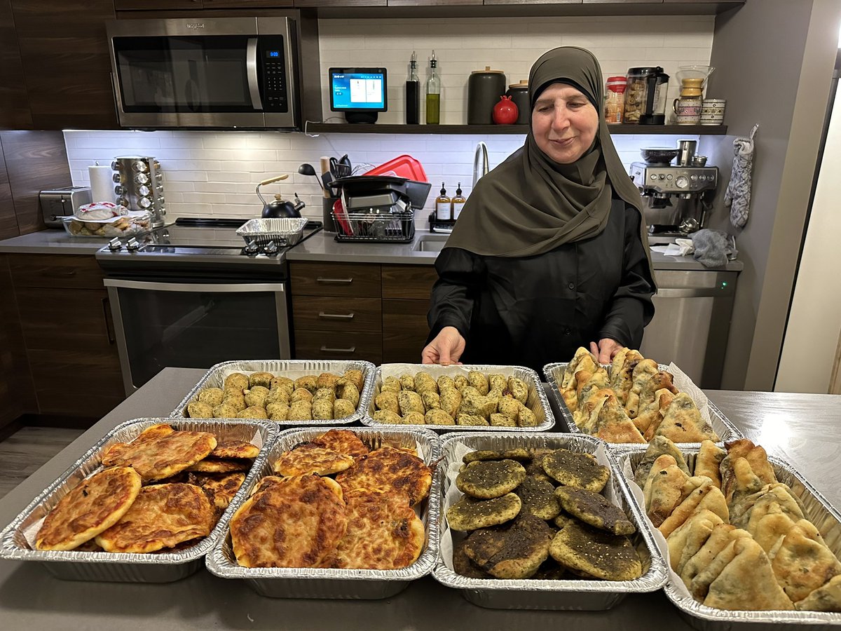 this is my mama, she lived nearly 30 yrs under Israeli occupation. She’s kept me stuck to my Palestinian roots for as long as I’ve been on this earth. Last night, she fed the entire GWU encampment, a labor of love for all those supporting us. may Allah reward her always.