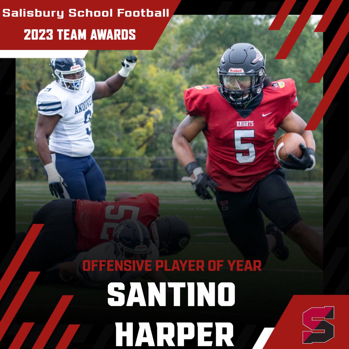 Congratulations to Santino Harper ‘24 on his recognition as the Jonathan Boyce and Patrick Stein Offensive Player of the Year. Congrats Tino! ⁦@SarumAthletics⁩ ⁦@harper_santino⁩