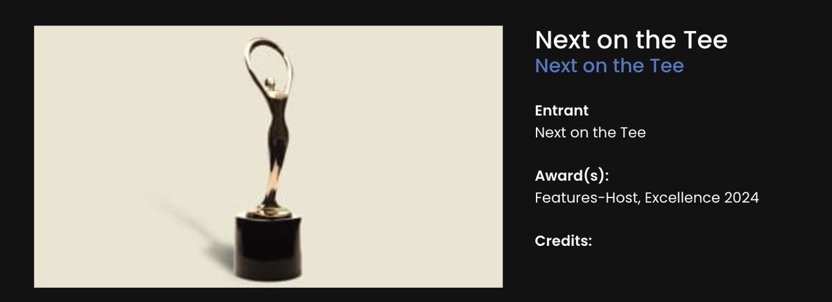 I am over the moon excited to say that Next on the Tee won an Award of Excellence and a 2nd of Distinction at this years @commawards. HUGE thank you to all my guests for being so great and making this happen. To my Twitter fam, thank you for your support. You guys are great!