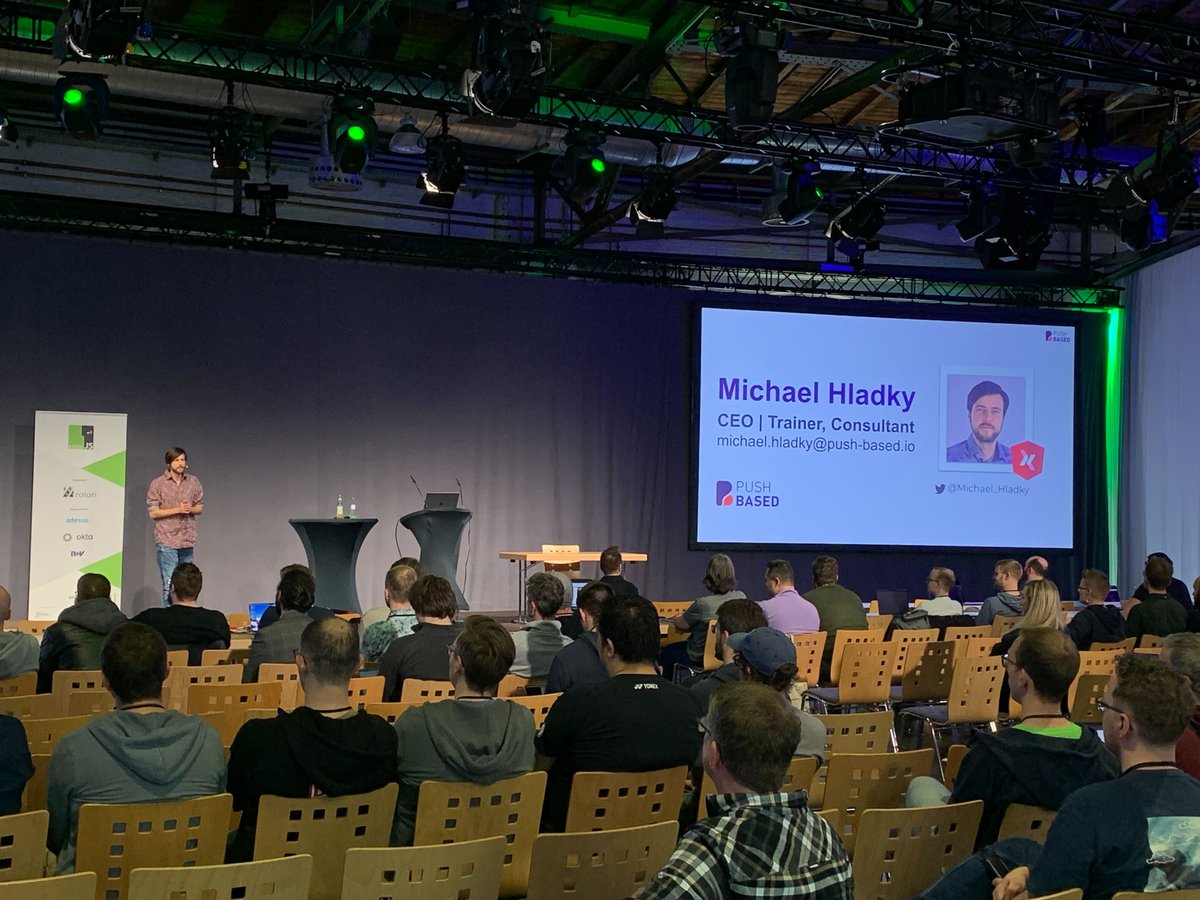 🔴 Live Now at @enterjsconf! @Michael_Hladky is currently delivering a session on 'Modern #Angular, Change Detection, and Signals.' 📚 Here's our Modern Angular WS: 🔗 push-based.io/workshop/moder… He is sharing invaluable insights that are reshaping how we develop Angular…