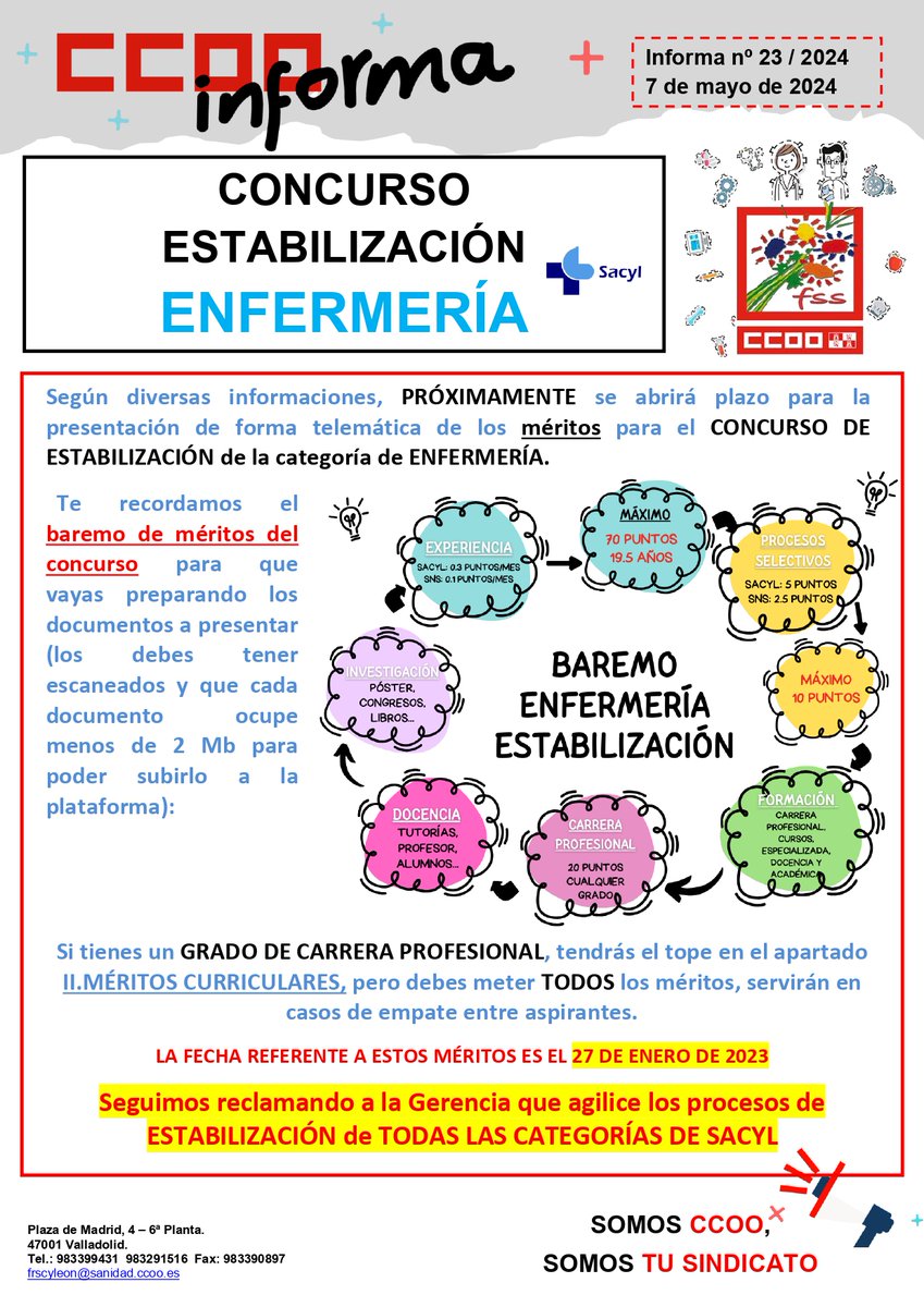 👉Concurso estabilización ENFERMERÍA SACYL

#CCOOseMUEVE  #SinMiSacylNoFunciona
#SinTiSacylNoFunciona