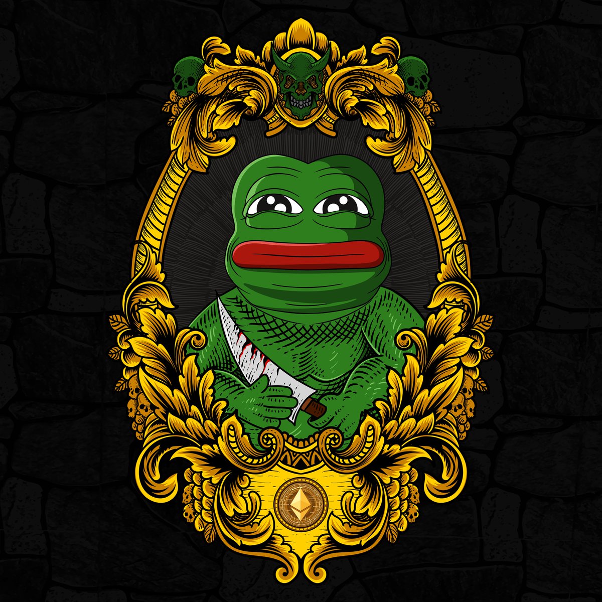 II. Butcher, Bald Pepe🐸

1/1 edition
Owned by <a href="/jaggedsoft/">jagged</a>

II. Butcher, Bald Pepe ; He was a beloved but feared member of the #Pepe family, who lived on Meta Fantastic from 1955 to 2021. He will always live in our hearts with his tough temper and his bloody knife

#frog #FrogFam