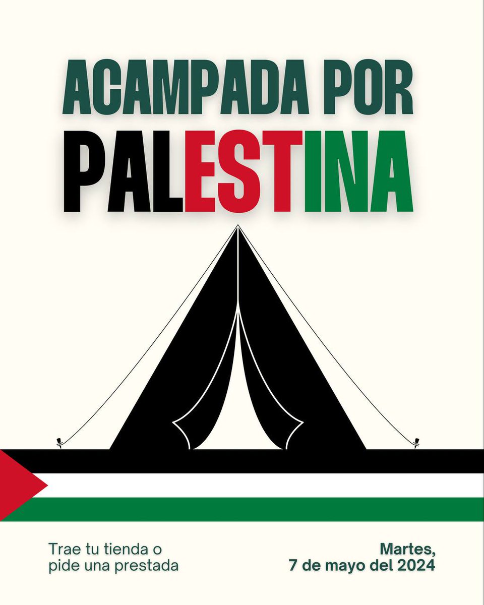 Las universidades madrileñas acampamos 🔥 📍Frente al metro de Ciudad Universitaria Por la ruptura de relaciones de nuestros gobiernos y universidades ✊🏾🇵🇸 Vente con tu tienda y saco o pídenosla ⚠️