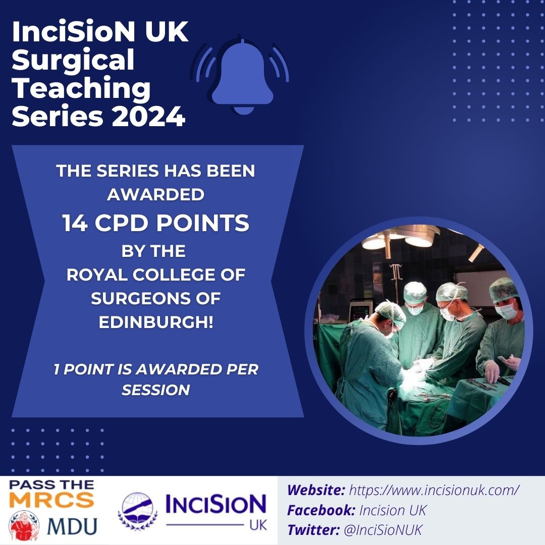 We are pleased to announce that our surgical teaching series has been awarded 14 CPD points by the Royal College of Surgeons of Edinburgh 🎉🎉 * Each session counts as 1 CPD point and this includes prebious sessions that have been done