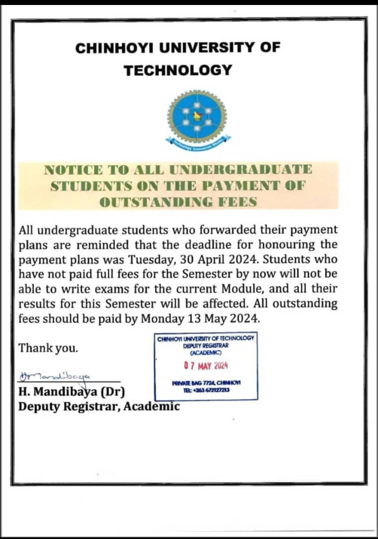 CUT students, this memo should be the least of your worries right now. Focus more on issues that pertain to your readinesss in writing these papers. For a clear reason, we are going to defy the message on this memo either all students will write or no one will!! #EducationForAll