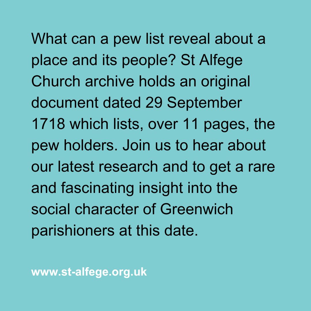 This evening! Don't miss the chance to delve into the fascinating #SocialHistory of #StAlfegeChurch, including stories about... pew payment arrears! 📍 St Alfege Church, Greenwich ⌚ Tuesday 7th May 2024, 6.30pm 💰 Free, donations welcome No booking required @VisitGreenwich