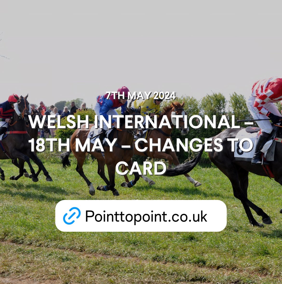 ‼️The Welsh International meeting at Trecoed, Sat 18 May, has had some changes made to its card. There will be 7 races now, 5 open to horses with Hunter Certs registered in GB or Ireland. Full details & prize money pointtopoint.co.uk/news_articles/… @pro_wales @irishp2p #GoPointing