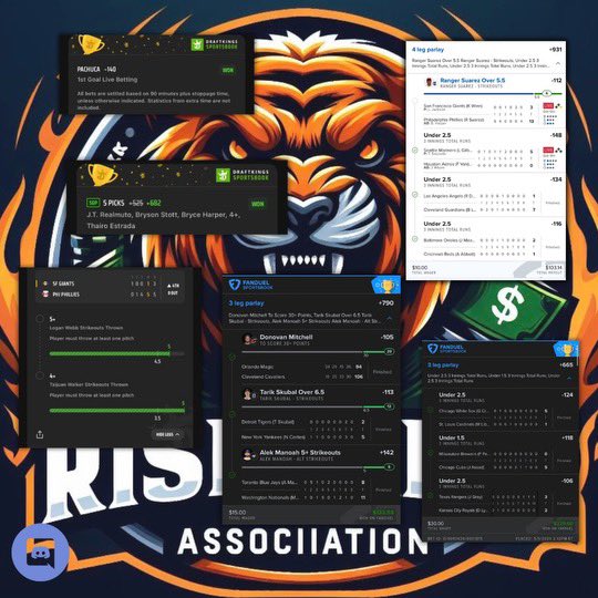 RTAsportbets's tweet photo. The discord had a time these past couple of days ⚾️🏀🤑🤝🫡 https://t.co/zLewV1jFxF
