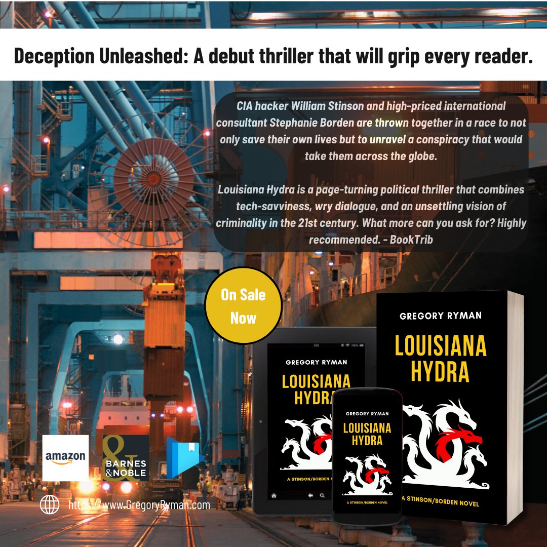 In this series debut, a CIA hacker and international consultant pair up to solve the assassination of a U.S. senator — only to discover they are next on the hit list. Peggy Kurkowski/BookTrib  #louisianahydra #booklovers #newbook #mysterybooks #thrillerbooks #politicalthriller