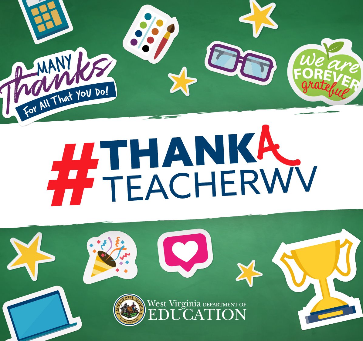 Today is National Teacher Appreciation Day! Teachers across the state inspire, guide, invest in, educate, and support our students in and out of the classroom. They help develop tomorrow's leaders, and we are extremely grateful for all they do! 🍎 #WVEd #ThankATeacher