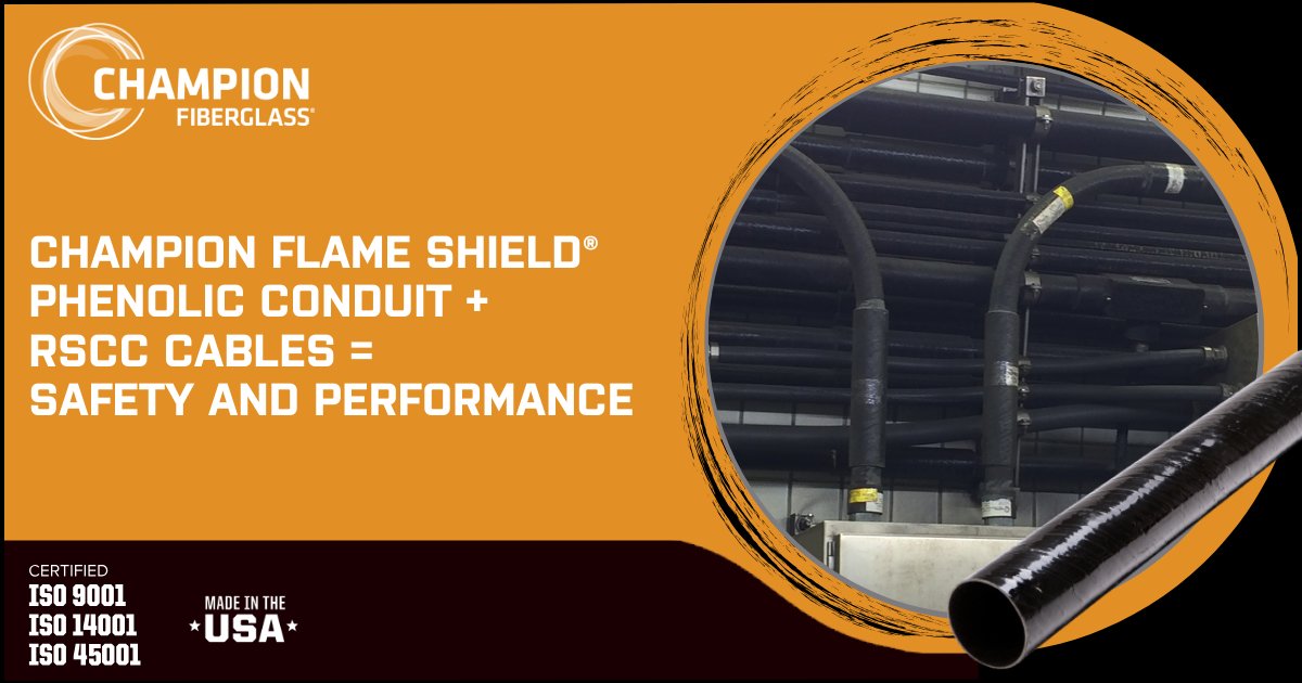 Champion Flame Shield® Phenolic Conduit is FHIT 130 & 502 listed for 1 & 2 hour (UL 2196) fire-rated applications. Discover how Champion Flame Shield® Phenolic Conduit, when combined with fire-resistive cables, offers safety and performance. Learn more @ hubs.ly/Q02vNTsp0