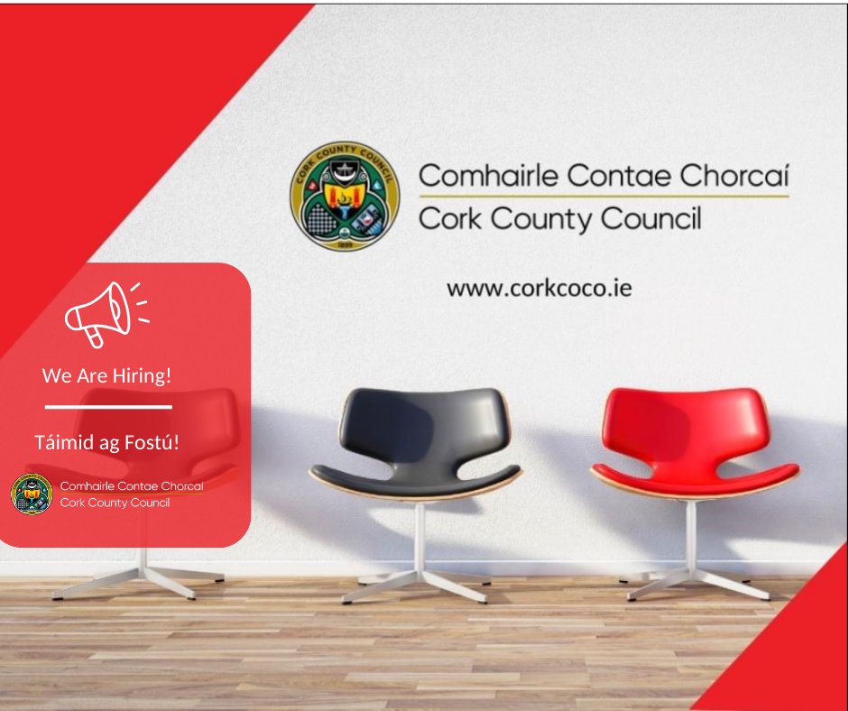 CORK COUNTY COUNCIL REQUIRES

•SENIOR STAFF OFFICER (GRADE 6)

⏲️ Closing 4pm on 31/05/2024

Further details are available at corkcoco.ie/en/council/car…

#LocalGovJobs #IrishJobFairy #corkjobs
