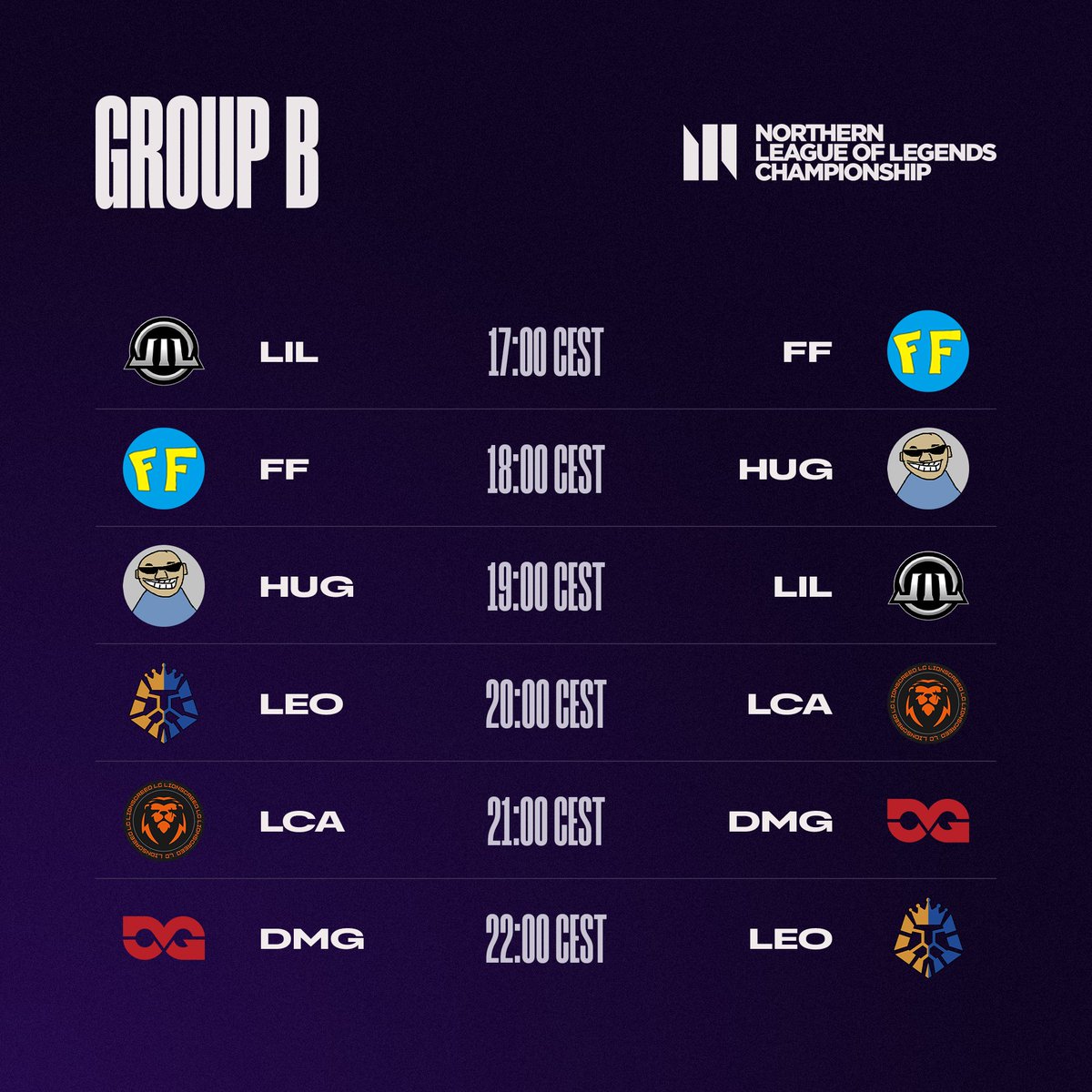📢NLC RPS Day 2 Schedule

It's time for the teams in Group B to kick off the tournament. Follow along from 17:00 CET👇

🎙️ <a href="/tebz188/">Tebz188</a>, <a href="/Dacreqlol/">Eivind Ommundsen</a>, <a href="/JrealCasts/">Jreal</a>, @Piddenamnam

📺twitch.tv/nlclol
📺twitch.tv/lolbuchi 🇸🇪
📺twitch.tv/zzleeper 🇸🇪