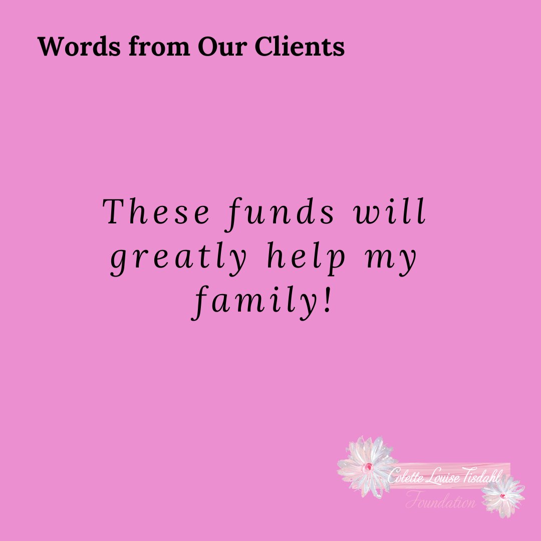 Our #financialassistance program #supports #families by providing much-needed relief so they can focus on what matters most: their #family's #health.

#colettelouisetisdahl #cltfoundation #financialcrisis #nonprofit #charity #donate #financialstress #wellness #healthyfamily