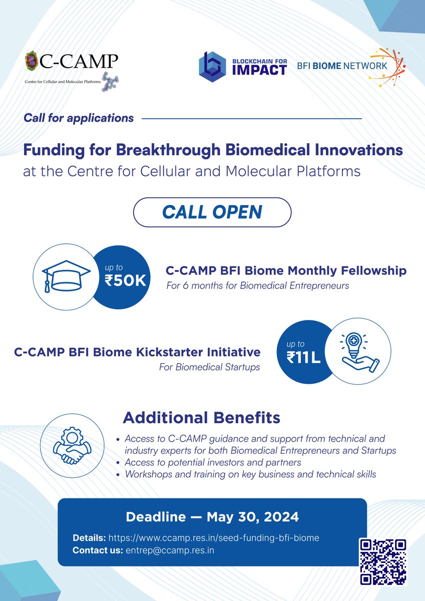 🎉Excited to announce the launch of @BFI_Impact Biome and CCAMP collaboration for Healthcare Innovation. With fellowships, financial support, and access to expert mentorship, we aim to accelerate transformative healthcare solutions through cutting-edge biomedical innovation.