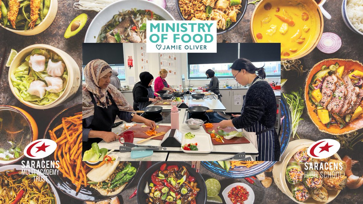 Look at those colourful, fresh ingredients! Members of our community made delicious chicken stir-fries last week on our @JamiesMOF course. We can't wait for chilli con carne this Friday! @BarnetCouncil #ministryoffoodschools #foodeducation #keepcookingskillsalive