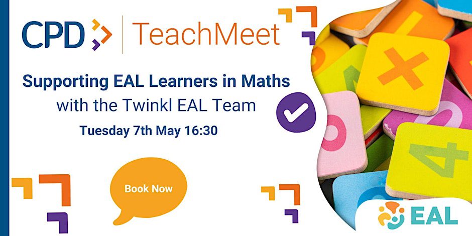 🚨Last remaining tickets 🚨

Join us for an exciting online event on Tues May 07 2024 at 16:30 to explore supporting EAL Learners in Maths

Book your free place here: eventbrite.com/cc/the-twinkl-…

#EAL #Maths #CPD #edchat #teachmeet #webinar #teachertwitter #Mathsteacher