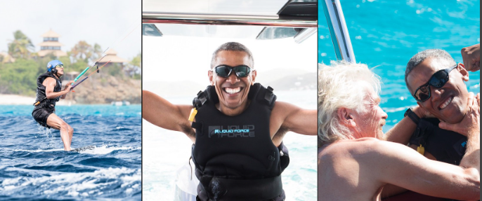 re Obama's 'vision of the moral arc of history' succeeded in bent the moral arc of politics & journalism towards greater greed 1st post prez pix: Obama’s hyper manicured, optics-obsessed ego couldn’t wait to parade his partying with the billionaire buddies whose finances he’d…