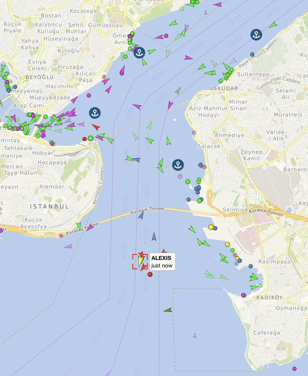 UPDATE: Movement! Watching ship tracking live it appears the hardworking #Turkish tugs freed bulk carrier #Alexis & the party is now heading South as some of the Tugs break off.