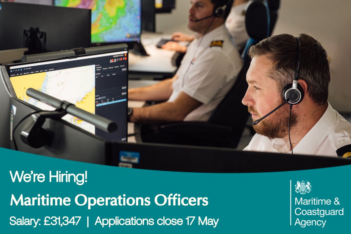 We are currently hiring for Maritime Operations Officers! You would be responsible for answering 999 calls, gathering information and coordinating emergency responses. Learn more and apply now ⬇️ Bridlington: civilservicejobs.service.gov.uk/csr/index.cgi?… Holyhead: civilservicejobs.service.gov.uk/csr/index.cgi?…