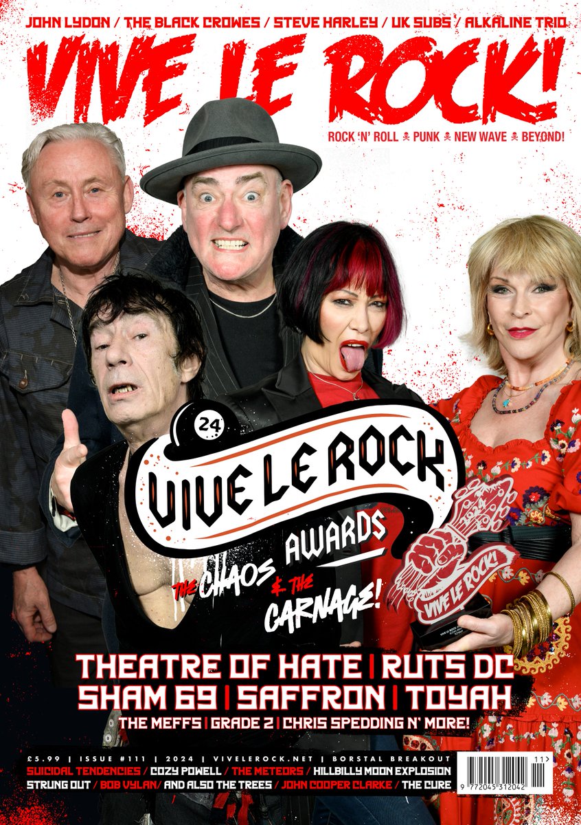 IT'S ROCK N' ROLL, PUNK, NEW WAVE & BEYOND! The only magazine with Sham 69, Kirk Brandon, Toyah, Grade 2, Ruts/Ruts DC. The Meffs- Suicidal Tendencies, John Cooper Clarke The Black Crowes. VIVE LE ROCK! In stores, Subscribe get FREE MEMBERS CD/DVD vivelerock.net/collections/vi…