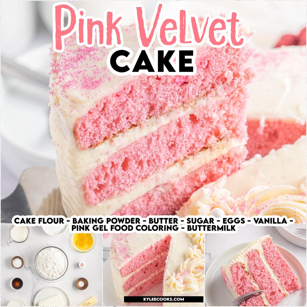 kyleecooks's tweet photo. 💗 Pink Velvet Cake💗 is the sister cake to Red Velvet! Instead of chocolate, this cake is full of vanilla and coated with a cream cheese frosting.  This cake is made in under an hour!  #pinkvelvet #cake #mothersday #kyleecooks https://t.co/4KXvOzF9ai https://t.co/3lOxExFSuh