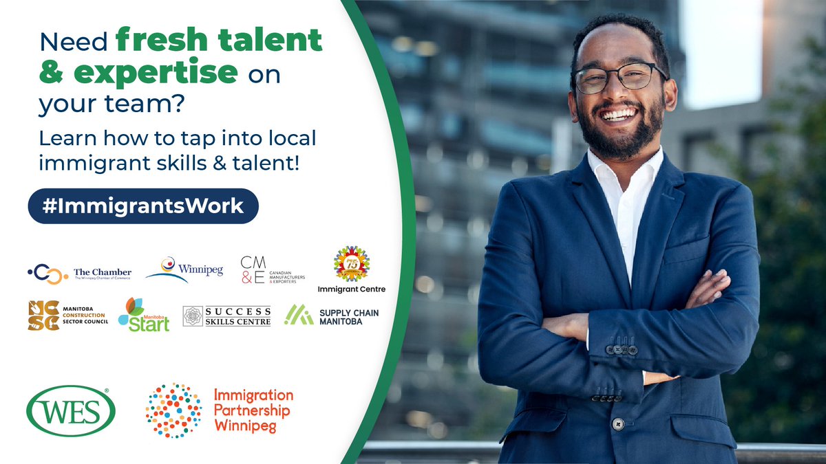 #Winnipeg employers: Let's join forces to identify common challenges & opportunities to #hiring & retaining newcomers. By pooling our expertise, we can tailor-make solutions that meet local business's diverse needs. Visit bit.ly/iw_winnipeg   
#cdnimm
#ImmigrantCentre