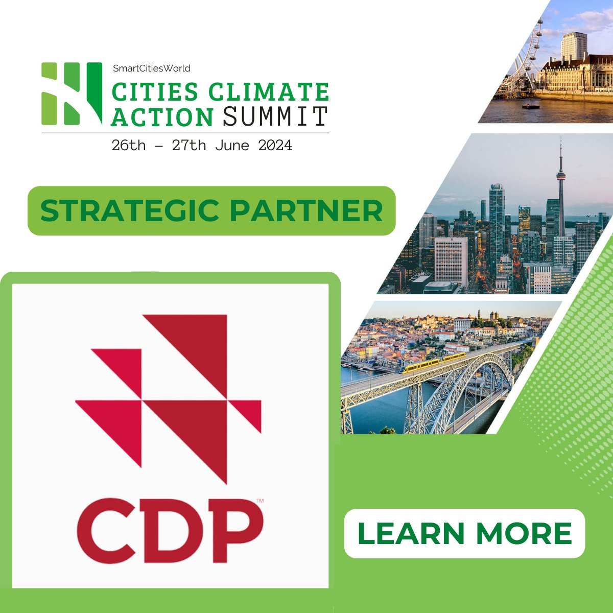 Excited to announce CDP as one of our strategic partners for this year's Cities Climate Action Summit - the only climate action event dedicated to addressing the climate issues facing the worlds cities. Partner with us smartcitiesworld.net/get-involved #CCAS2024 #CDP