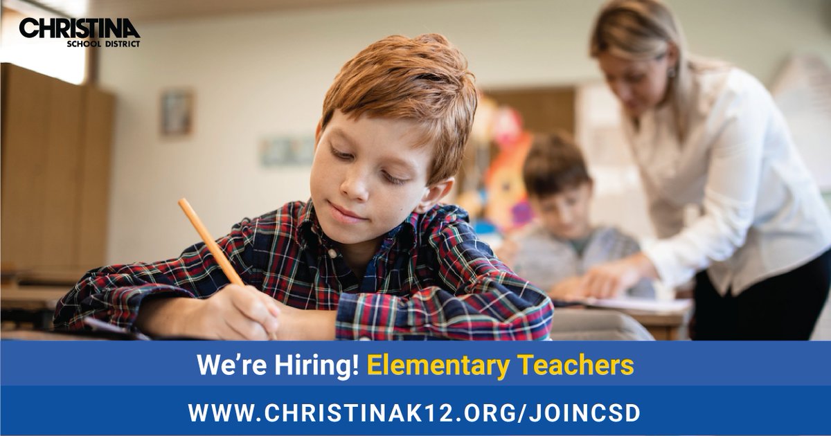 We're #NowHiring: Elementary Teacher at Jones ES. Apply online to #JoinCSD: christinak12.org/joincsd-elemen….

📌 View all job openings: christinak12.org/joincsd-apply

#EduJobs #netde #hiring #WilmDE #NewarkDE