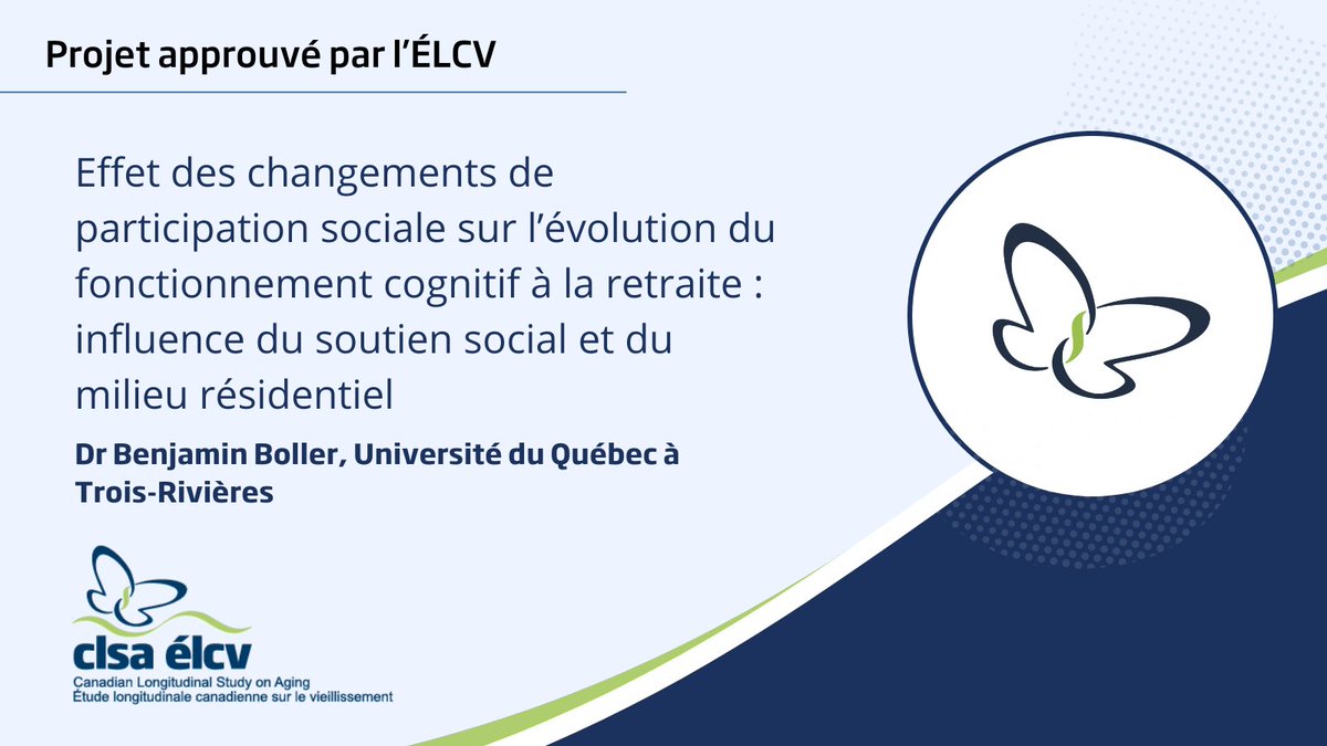 ⭐: Dr Benjamin Boller @Boller_Ben, Université du Québec à Trois-Rivières 📝: Effet des changements de participation sociale sur l’évolution du fonctionnement cognitif à la retraite : influence du soutien social et du milieu résidentiel 🔗: ow.ly/BXSM50RlwoE