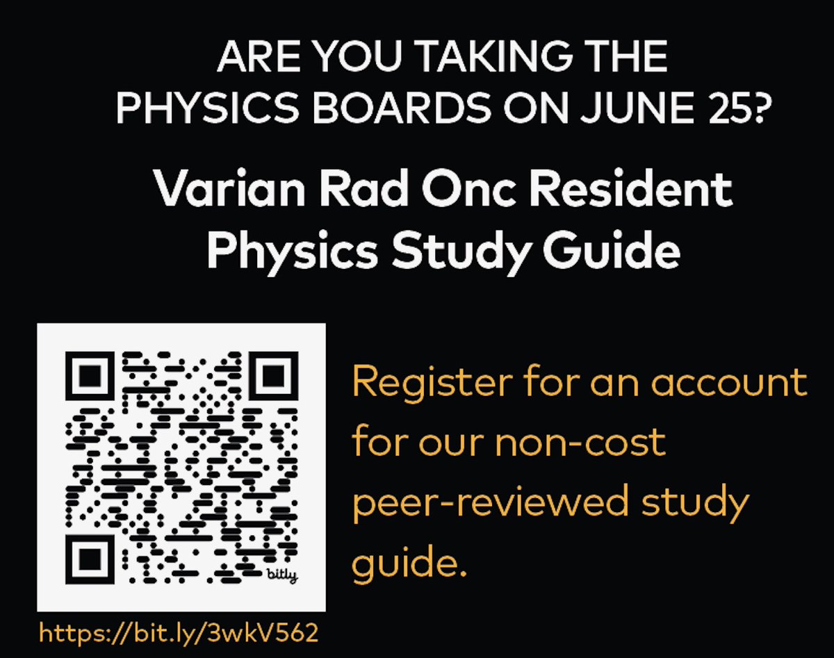 Excited to share Varian’s Study Guide for #RadOnc residents for the Physics Boards Exam! Register at the QR code for access to videos, quizzes, practice tests, and more 📚. And the best part.. it’s free! Thank you Varian!