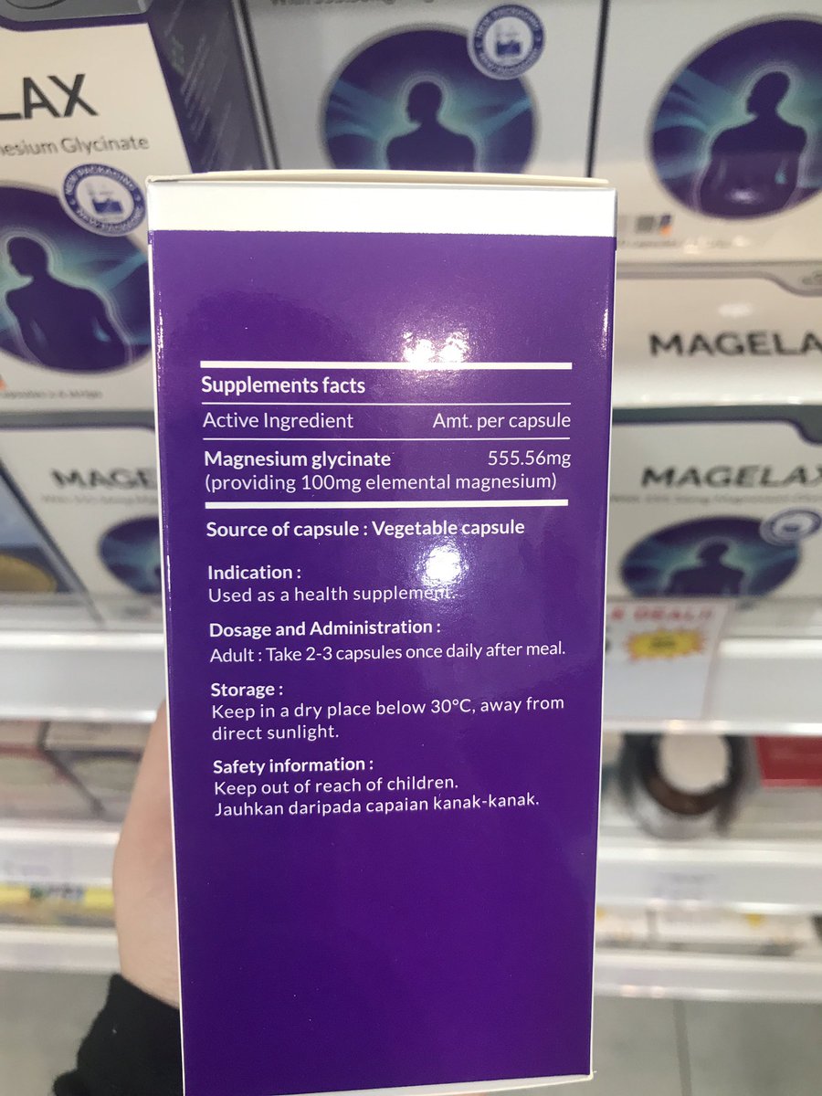 Nak ambik magnesium please ambik yang glycinate sebab lagi tinggi bioavailability and absorption compared to magnesium oxide & sulfate.